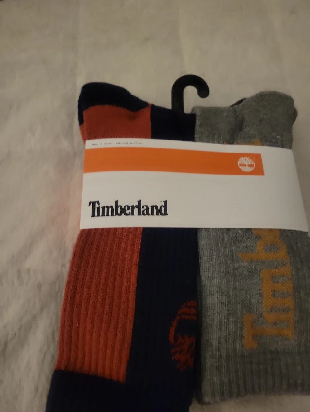 Timberland Men’s Performance 6-Pack Crew Socks — Orange, Navy & Gray Large 9-12